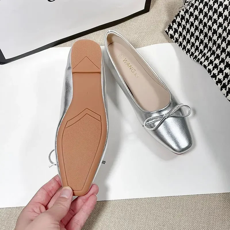 Low Heel Elegant Woman Flats With Bow Shoes for Women Non Slip Summer Chic Point On Sale Quick Delivery Lastest Casual 240802