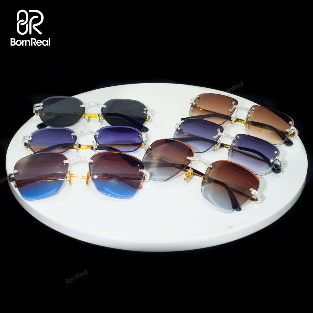 2024 Custom Pass Tester VVS Moissanite Iced Out Dia Letter Lens Colored Glasses Eyewear Sunglasses Jewelry For Men Women