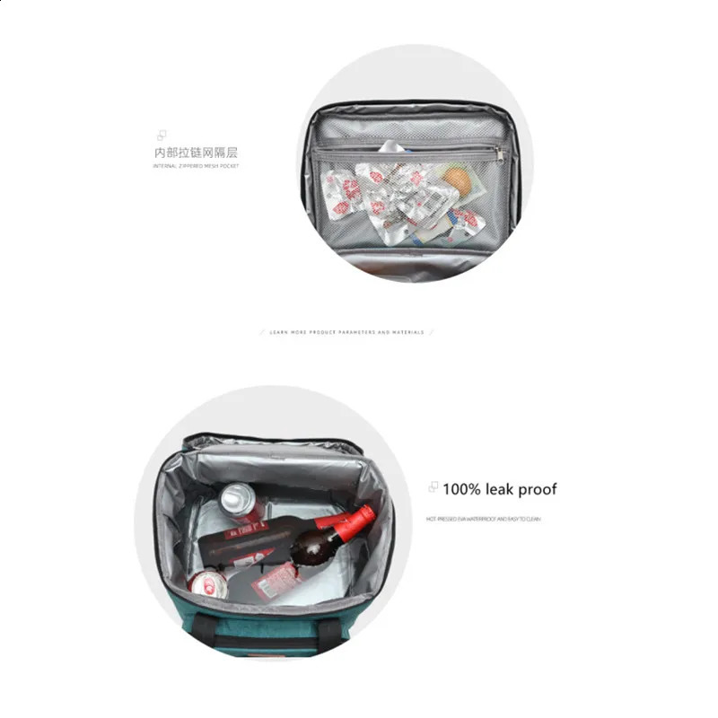Denooniss 16/28L 40 can cooler bag with picnic bag Sac insulated bag used for beer large containers lunch bags 240812