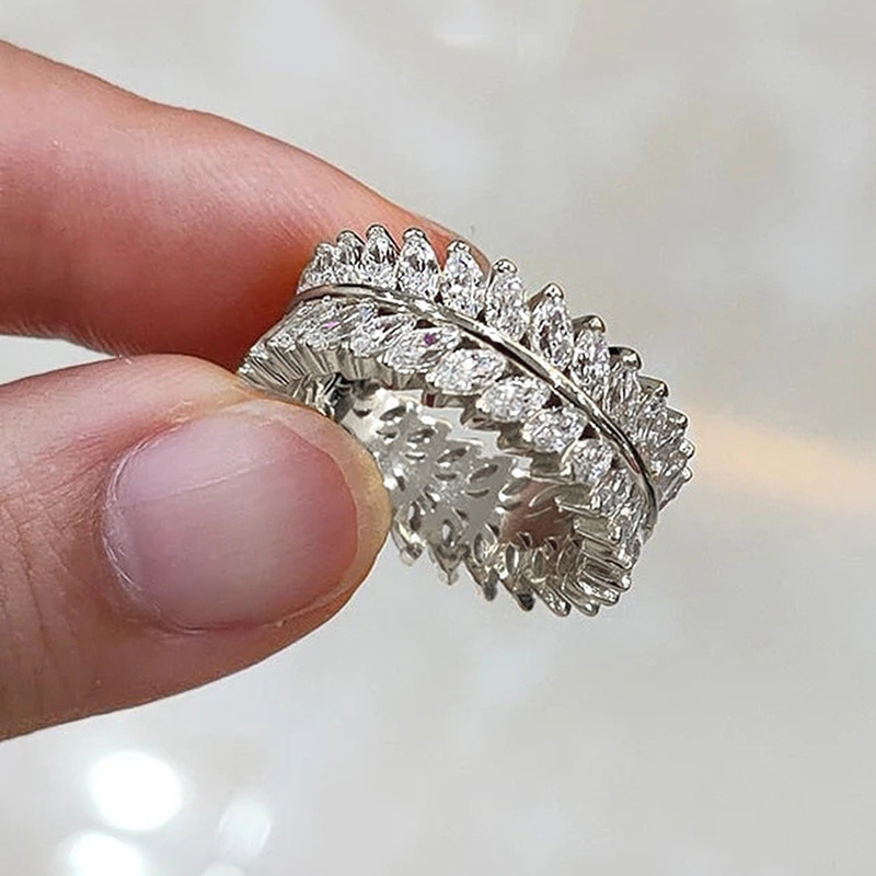 2024 Choucong Top Sell Drop Ship Gorgeous Wedding Rings Vintage Jewelry 18k White Gold Fill Marquist Cut 5A Cubic Zircon CZ Diamond Party Women Engage