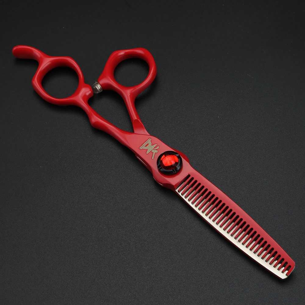 New Arrival XUANFENG 6 inch Ruby Hair Scissors Barbers Completely red Cutting Scissors and thinning Scissors 440c Z241213