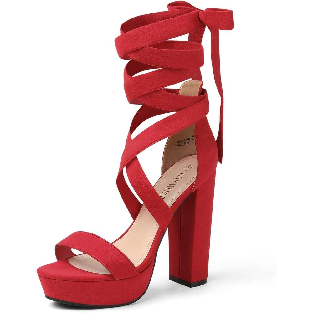 High thick soled women's shoes lace up gladiators sexy open toed high heels fashionable shallow sandals