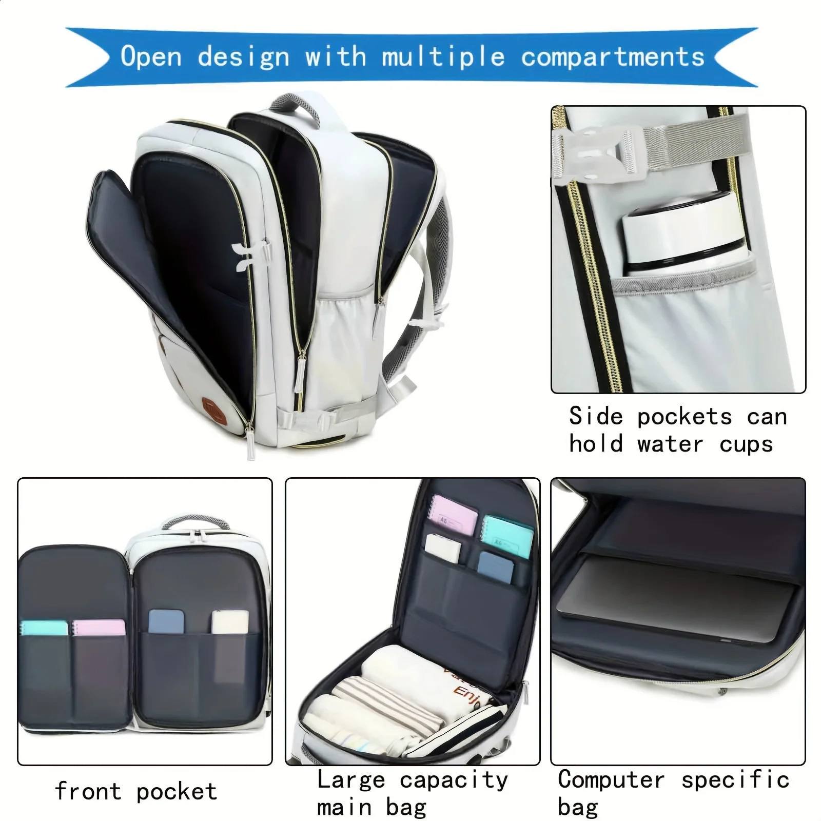 Multi functional travel backpack airline approved laptop school bag outdoor sports day bag with shoe company 240914