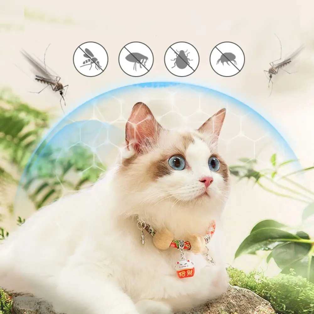 Adjustable Pet Collar Flea Tick Prevention Pet Cat Dog Collar With Natural Insect Repellent Camphor Wood Bead Flea Tick Collar Y240803