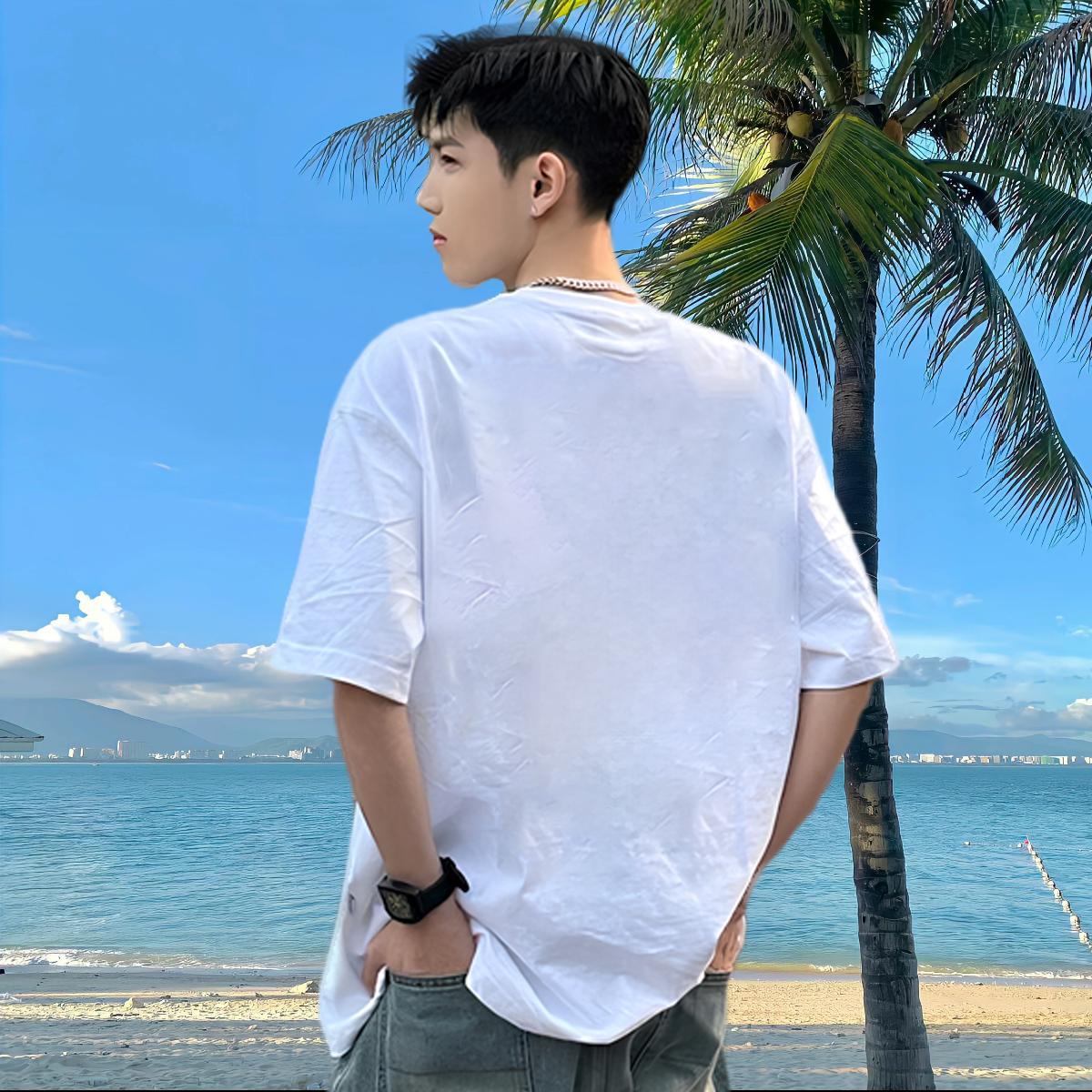 Brand Men T Shirts 230g 100% Cotton Christmas Daily Outfit Tops Tees O Neck Short Sleeves TOP Quality Men Clothes T-Shirt Oversized 4XL