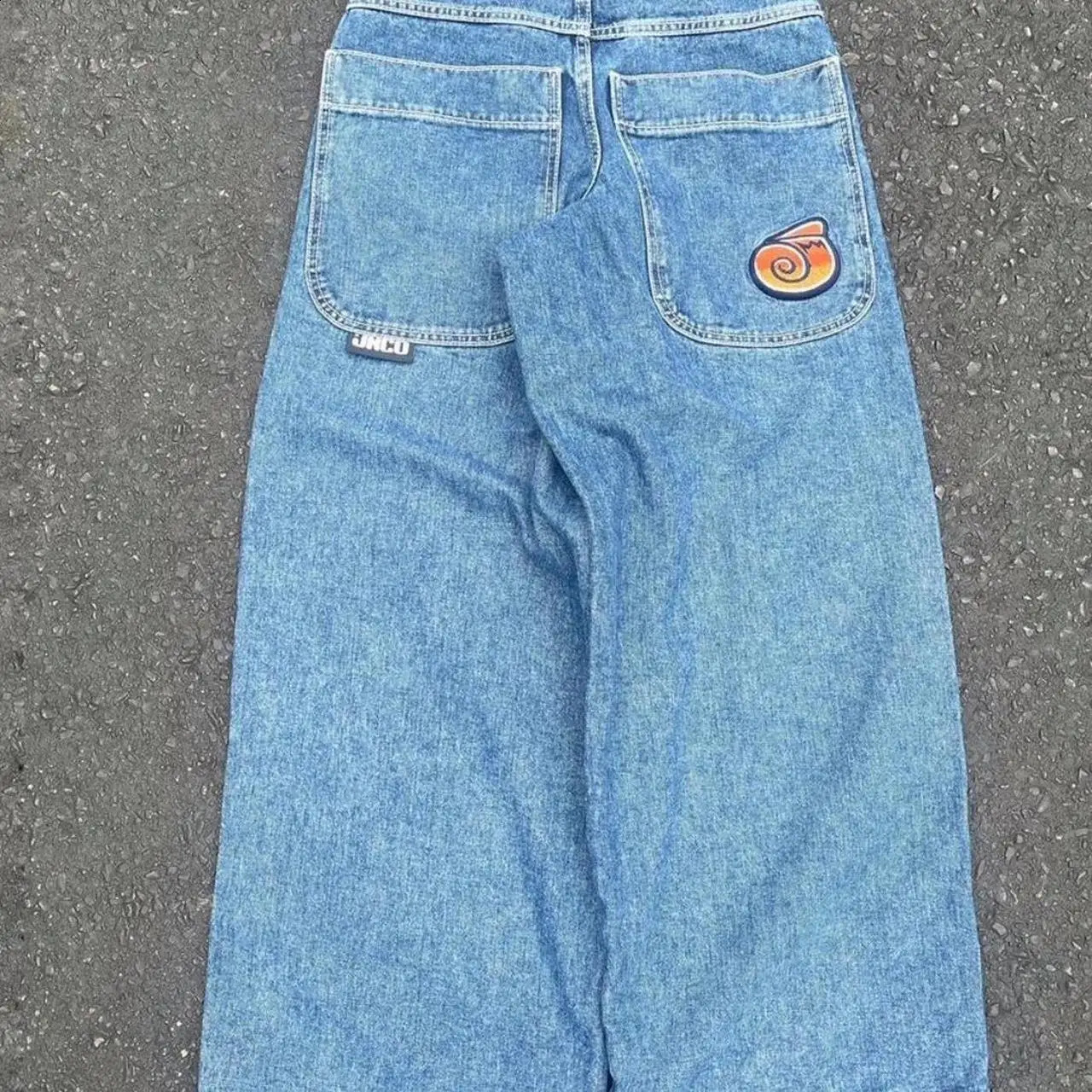Y2k Baggy Straight Wide Leg Jeans Men Vintage Streetwear Washed Denim Pants Blue Trousers Hip Hop Embroidery JNCO Women Jeans 240802