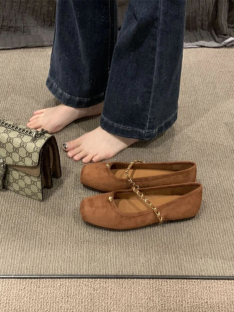 Womens Summer Footwear Flats Square Toe Shoes for Woman Mary Jane Flat Gothic Japanese Style Lolita Office on Promotion A 240802