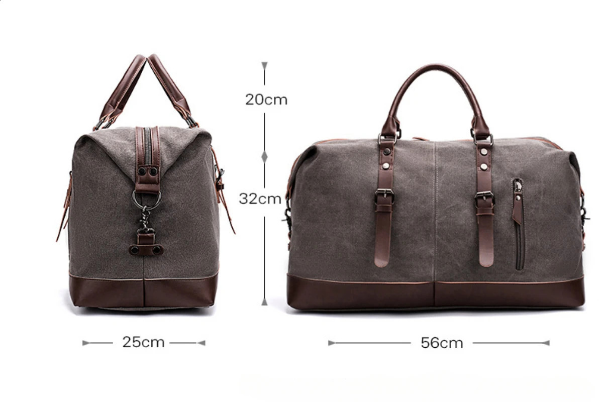 Canvas Travel Bag Men PU Leather Outdoor Luggage Travel Fitness Pography Bag Large Capacity Handbag Shoulder Backpack Male 240802