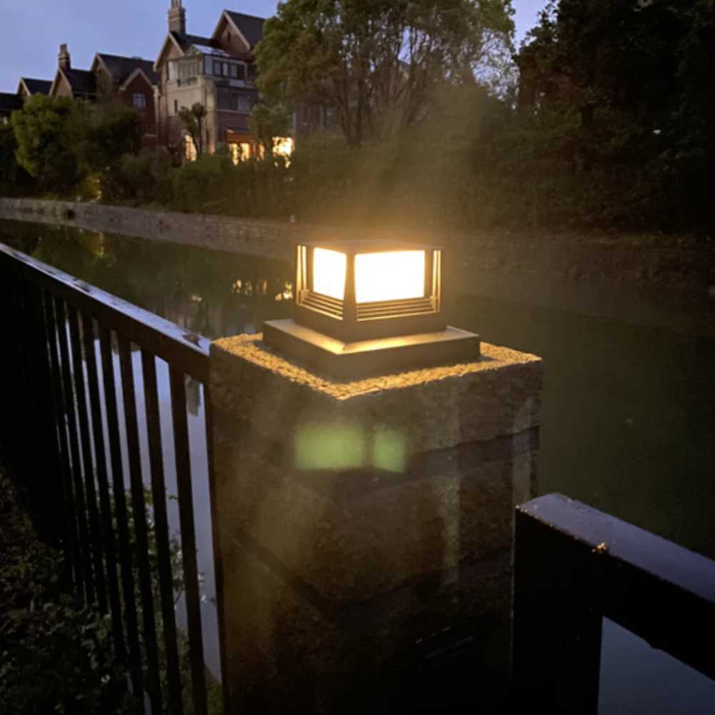 Solar Light Outdoor Waterproof Solar Post Light Villa Column Lamp Fence Gate Pillar Head LED Lamp For House Gate Patio GardenM240731