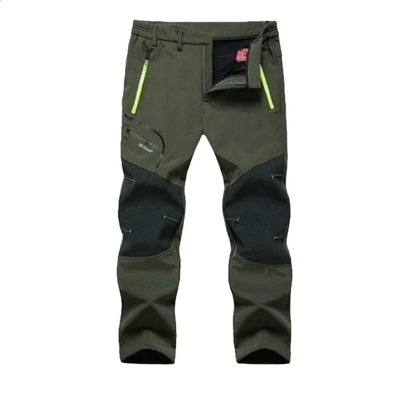 Mens Outdoor Waterproof Hiking Trousers Mountain Camping Climbing Male Pants Trekking Softshell Warm Work Pants Fishing Clothes 240802