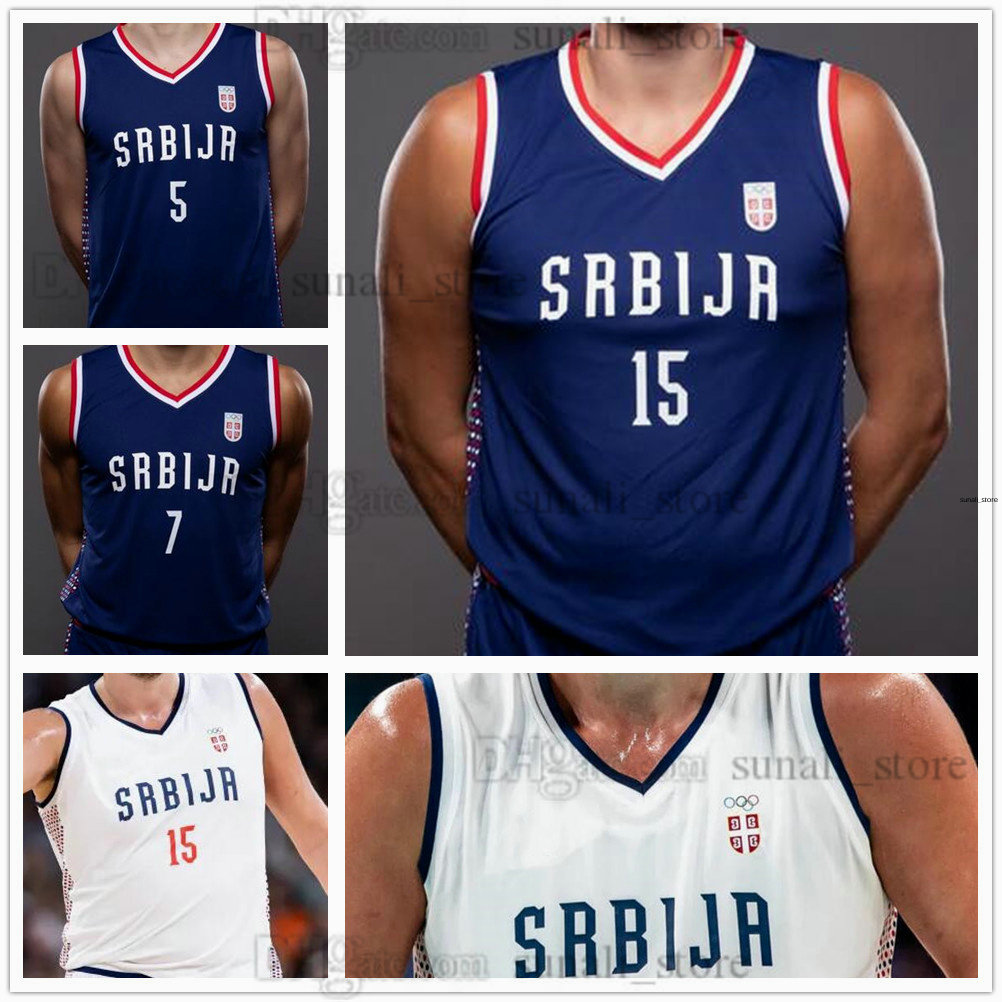 2024 Serbia Nikola Basketball 15 Jokic Jerseys 5 Jovic Bogdan 7 Bogdanovic 3 Filip Petrusev 30 Aleksa Avramovic 22 Vasilije Micic 9 Marinkovic 13 Dobric 23 Guduric
