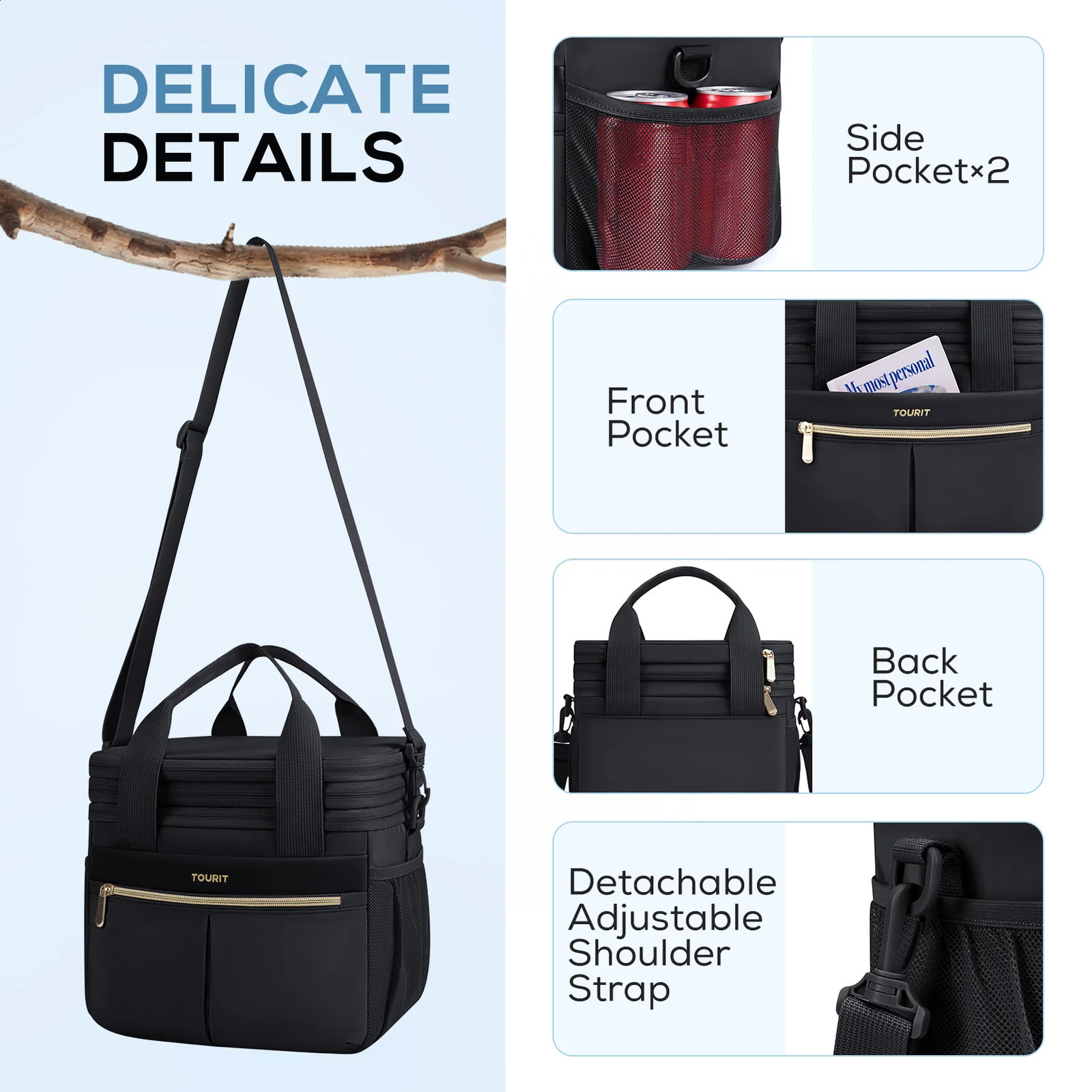 TOURIT Lunch Box Womens Double Layer Insulated Lunch Bag Womens Scalable and Reusable Lunch Cooler Bag 240812