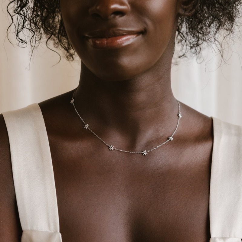 Child Flower Charm Choker Necklace Perfect for Layering Bohemian Jewelry Sister Gift