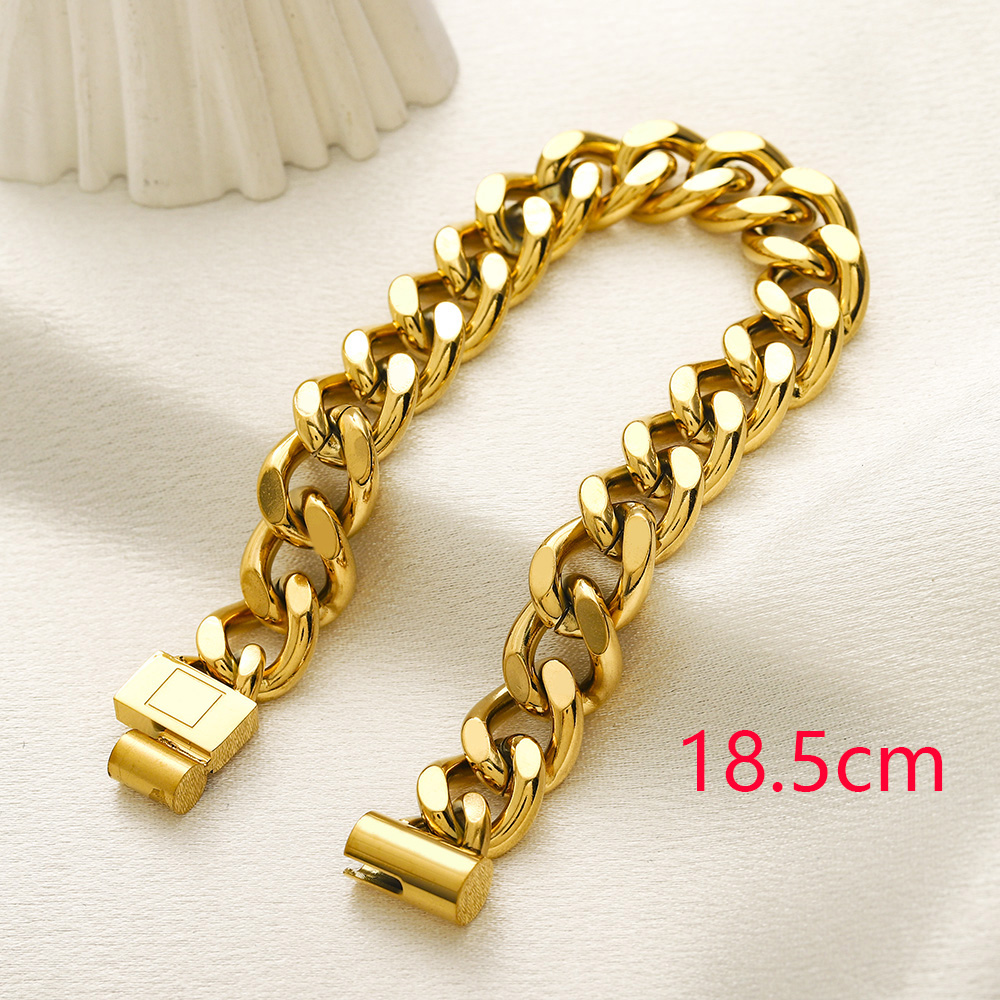 New Fashionable Classic Bracelets Women Bangle Gold-color Stainless steel Crystal Flower Beads Lovers Gift Wristband Cuff Chain Designer Jewelry