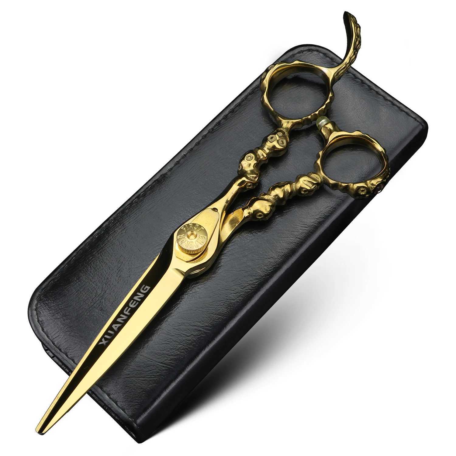 New Arrival Golden Skull 6-inch Practical Scissors and Thin Scissors Made of 440C Steel Z241213