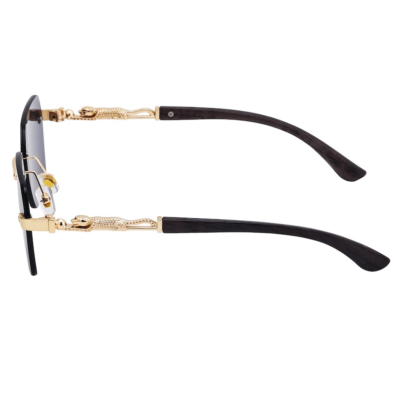 Square Rimless Sunglasses with Leopard Men Retro Top Frame Women Eyewear Outdoor Y2K Future Design Diamond trimming Glasses Women S142 IVISTA