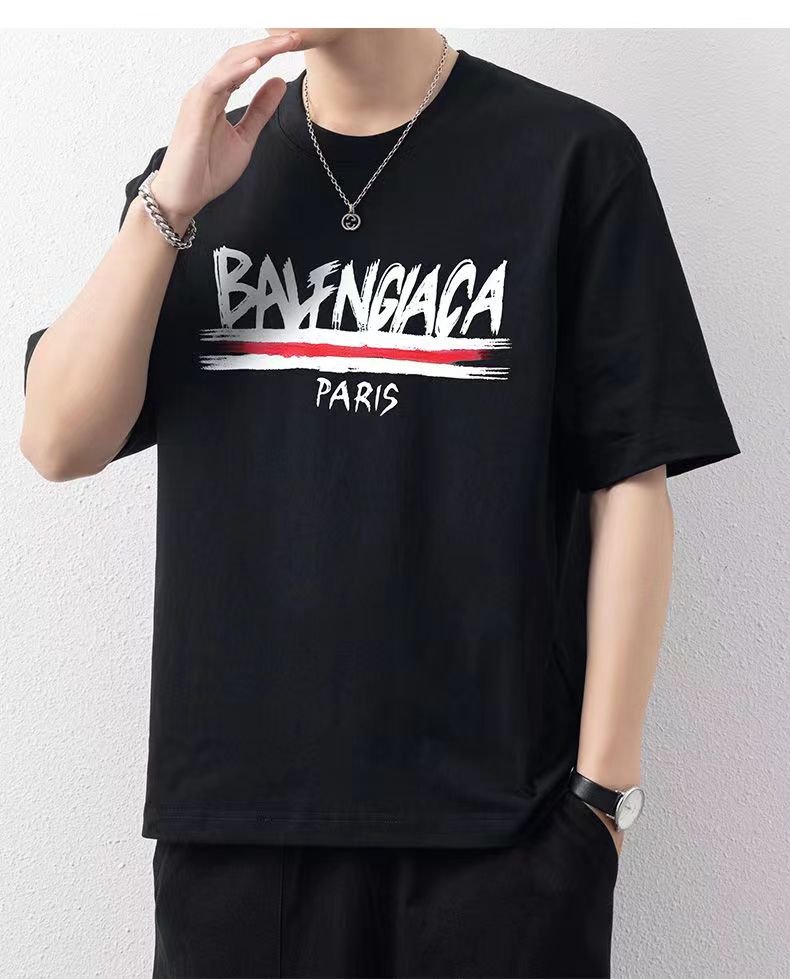 luxury mens t shirt designer oversized tshirt Tees black t shirts man Loose Summer New 100 Pure Cotton Letter Printing Casual Round Neck T-shirt Couple Clothing