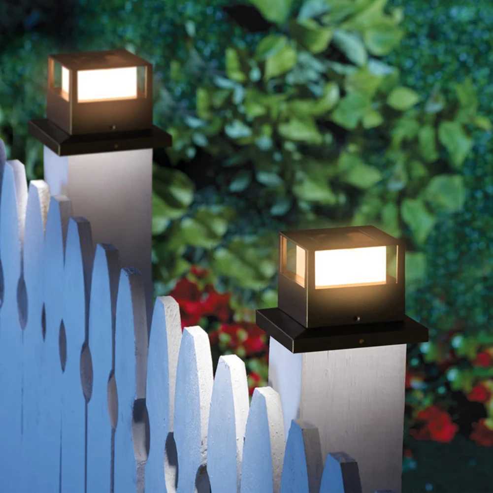 Solar Light Outdoor Waterproof Solar Post Light Villa Column Lamp Fence Gate Pillar Head LED Lamp For House Gate Patio GardenM240731