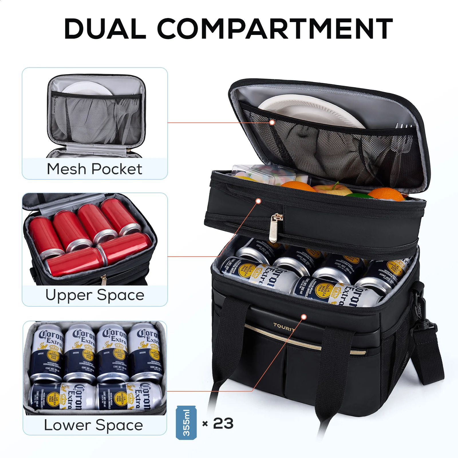 TOURIT Lunch Box Womens Double Layer Insulated Lunch Bag Womens Scalable and Reusable Lunch Cooler Bag 240812