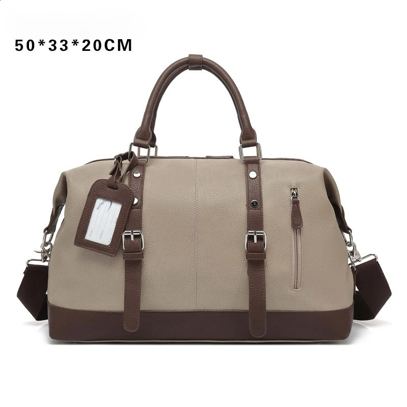 Canvas Travel Bag Men PU Leather Outdoor Luggage Travel Fitness Pography Bag Large Capacity Handbag Shoulder Backpack Male 240802