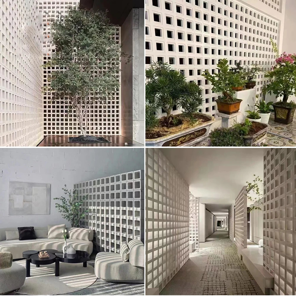 Cement Brick Mold Plastic Decorative Wall Window Mould Antique Garden Buildings Ornament Concrete Hollow Cement Brick Molding 240802