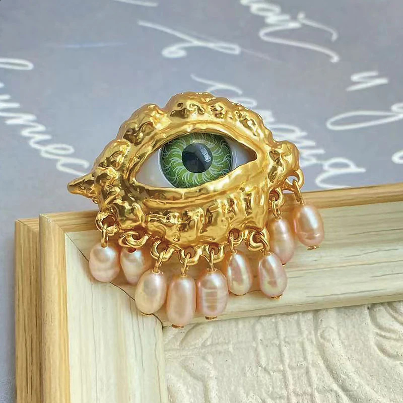 Personality Eye Open Ring Devils Eye Metal Pearl Tassel for Women Men Jewelry Classic Punk Stud Earrings Accessory 240731
