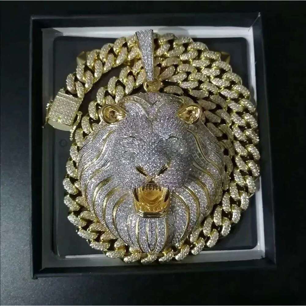 Gioielli Da Uomo Hip Hop A Ghiaccio A Pendente Designer Collana Bling Diamond Gling Ginning Catena Grandi Pendants Lion Animale Rapper Accessori-image