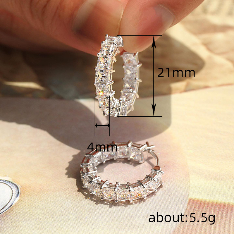 Sterg Sier Clip Earrings: Princess Cut White Topaz CZ, Elegant Wedding & Party Jewelry for Women