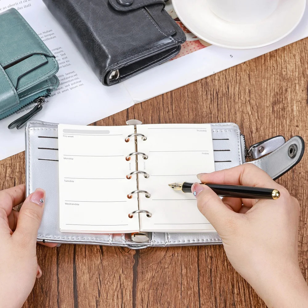 Small portable laptop with 15mm ring A8 agenda organizer diary wallet 240907