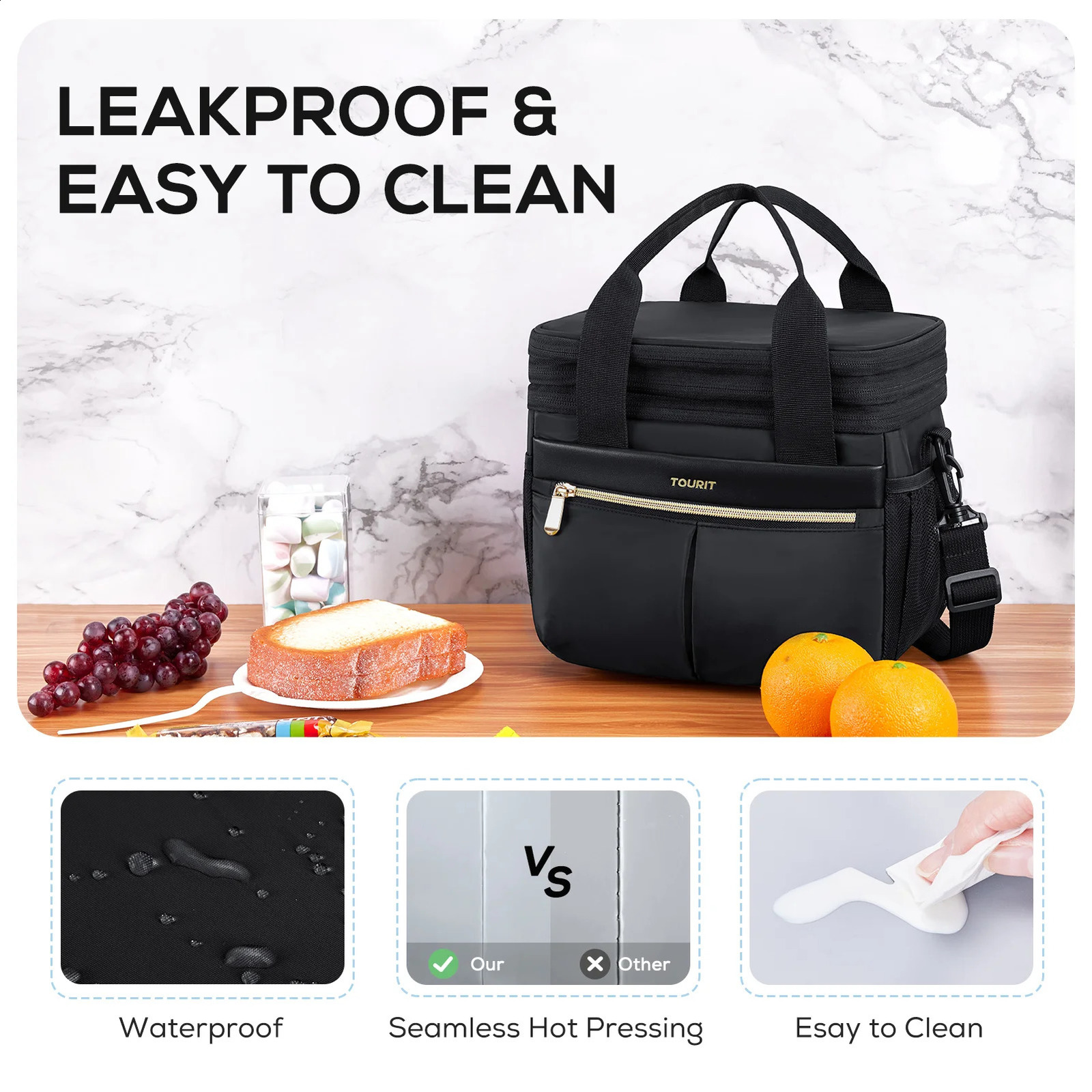 TOURIT Lunch Box Womens Double Layer Insulated Lunch Bag Womens Scalable and Reusable Lunch Cooler Bag 240812