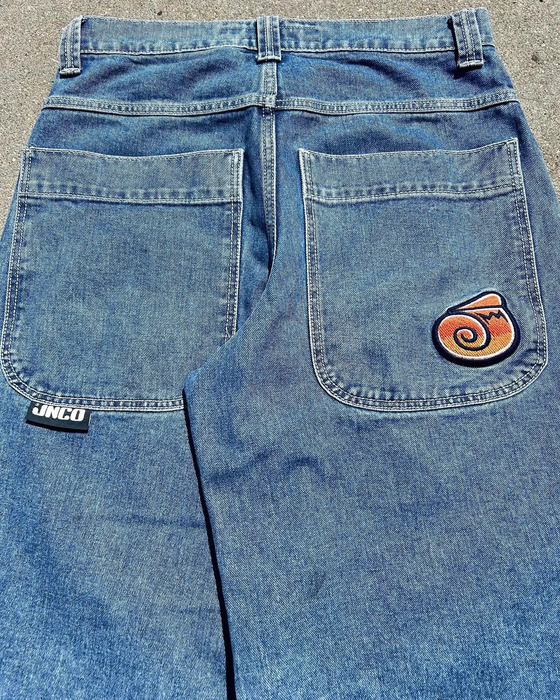 Y2k Baggy Straight Wide Leg Jeans Men Vintage Streetwear Washed Denim Pants Blue Trousers Hip Hop Embroidery JNCO Women Jeans 240802