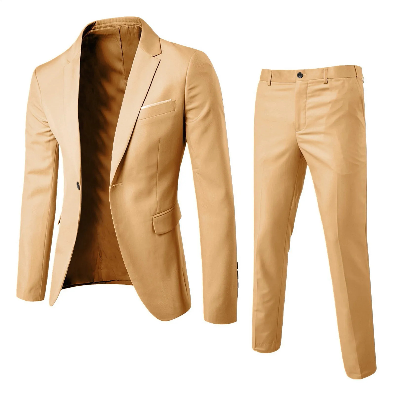 Men Classic Blazer Pants Set Wedding Blazers Slim Fit Turndown Collar Suit Set Formal Business Party Dress Suit 240802