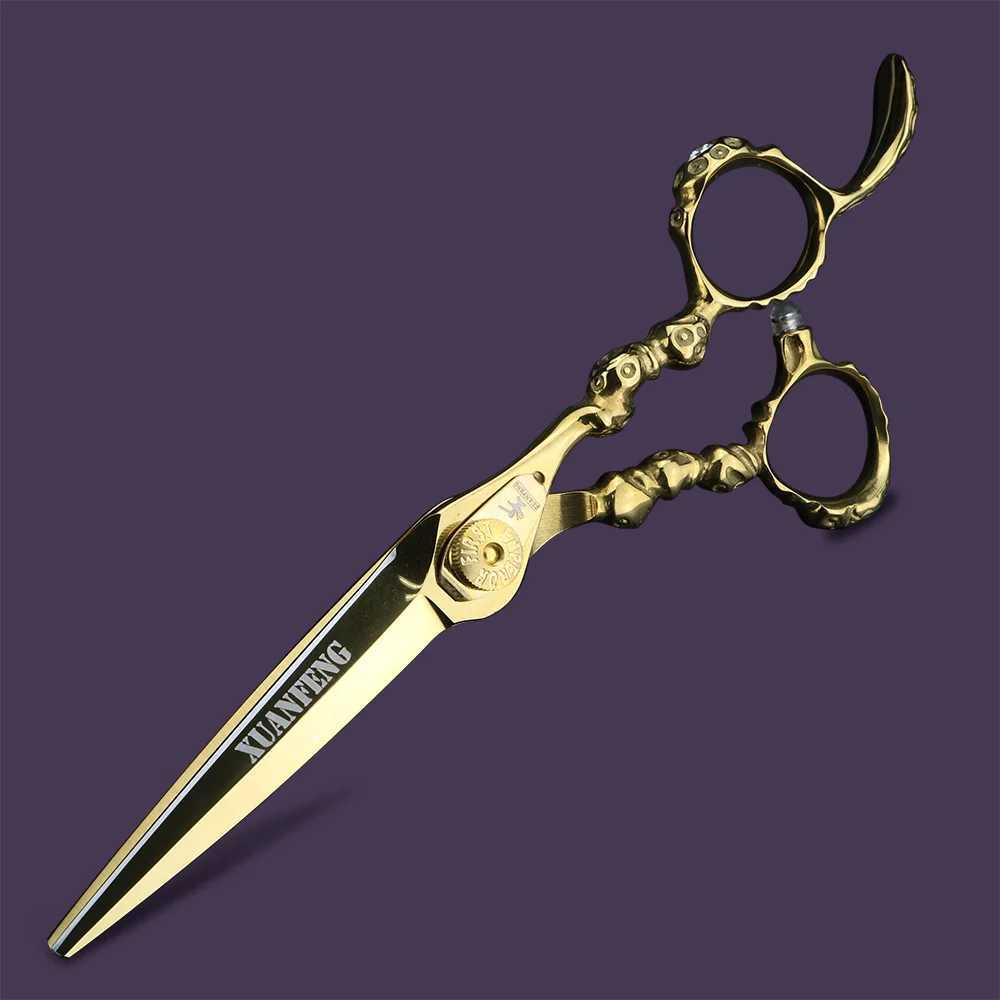 New Arrival Golden Skull 6-inch Practical Scissors and Thin Scissors Made of 440C Steel Z241213