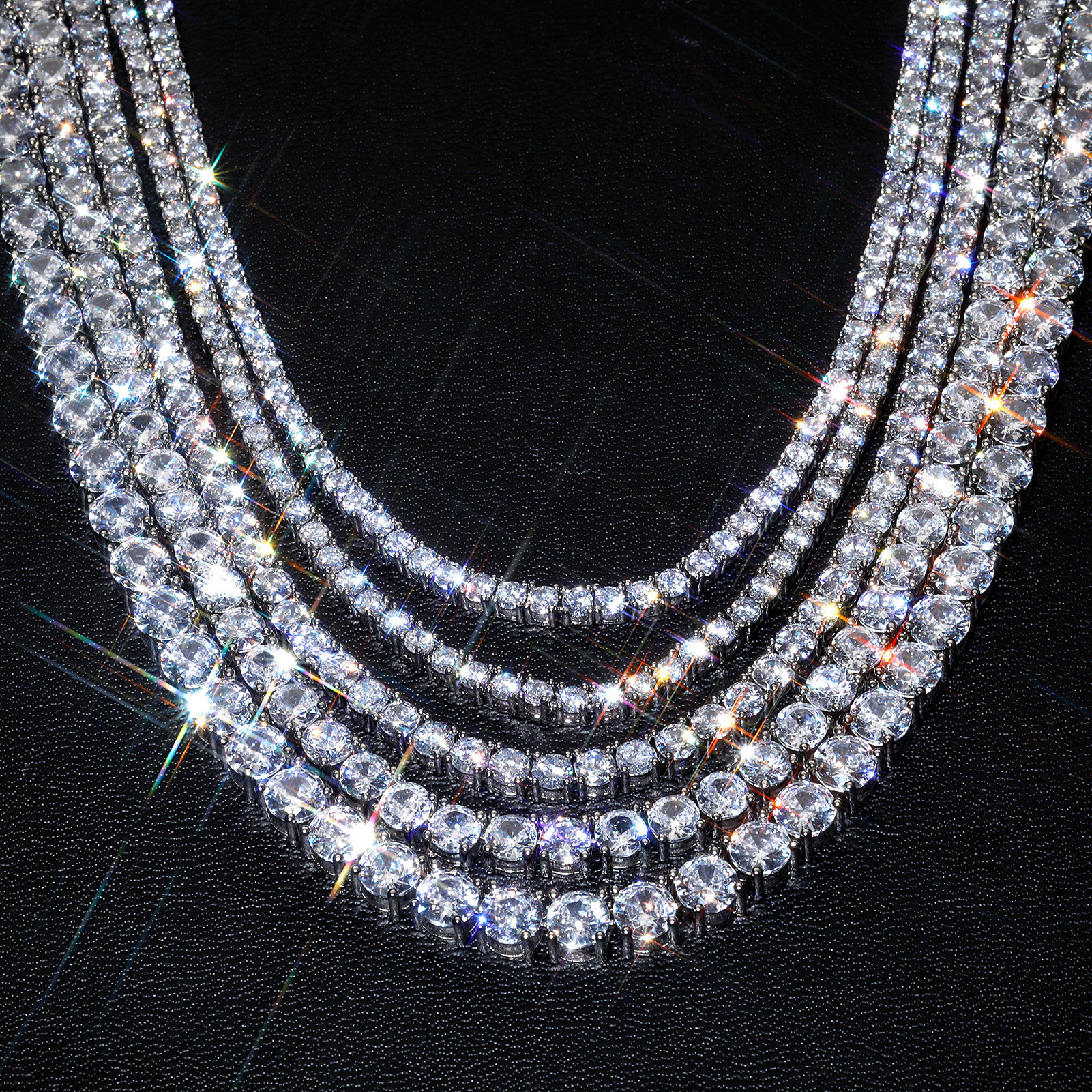 Hip Hop Tennis Chains Jewelry TopBling 5A Zircon Diamond Necklaces Spring Clasp 18k Real Gold Plated 3mm 4mm 5mm