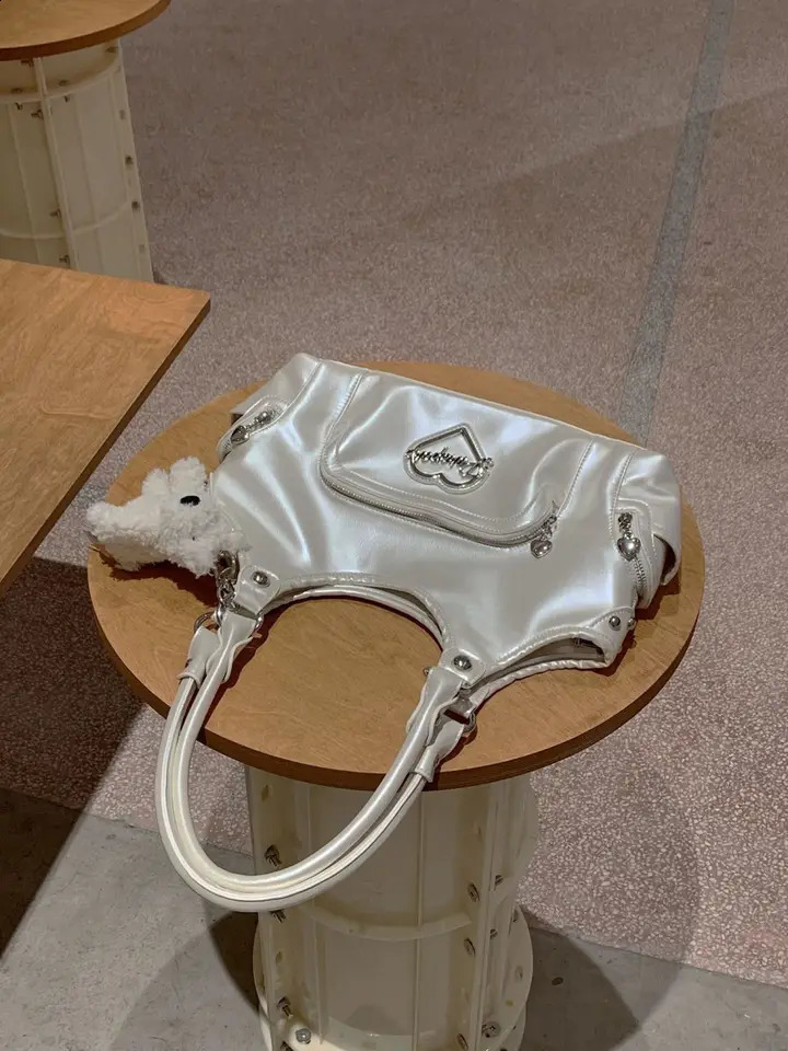 JIAERDI Fairycore Aesthetic Y2k Girl Versatile Chain Chic White Underarm Bag Wallet Womens Haruku Sweet Handbag 240802 180e