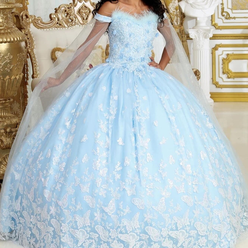 2024 Quinceanera Dress Ball Gown Off The Shoulder Applique Bow Beading Tull Mexican Corset Sweet 16 Vestidos De 15 Anos