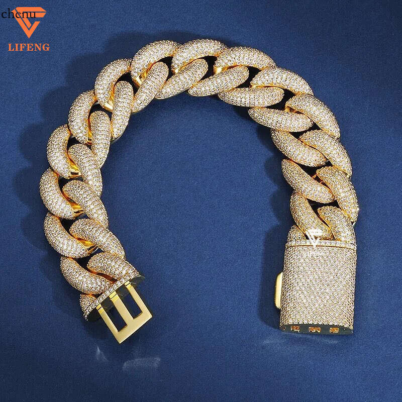 wholesales 20mm custom big cuban link chain sier vvs moissanite diamonds bracelet charms Bangles for men