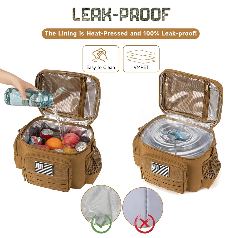 Tactical Lunch Bag for Men Outdoor Heavy Duty Lunch Box Work Leakproof Insulated Durable Thermal Cooler Bag Meal Camping Picnic 250804