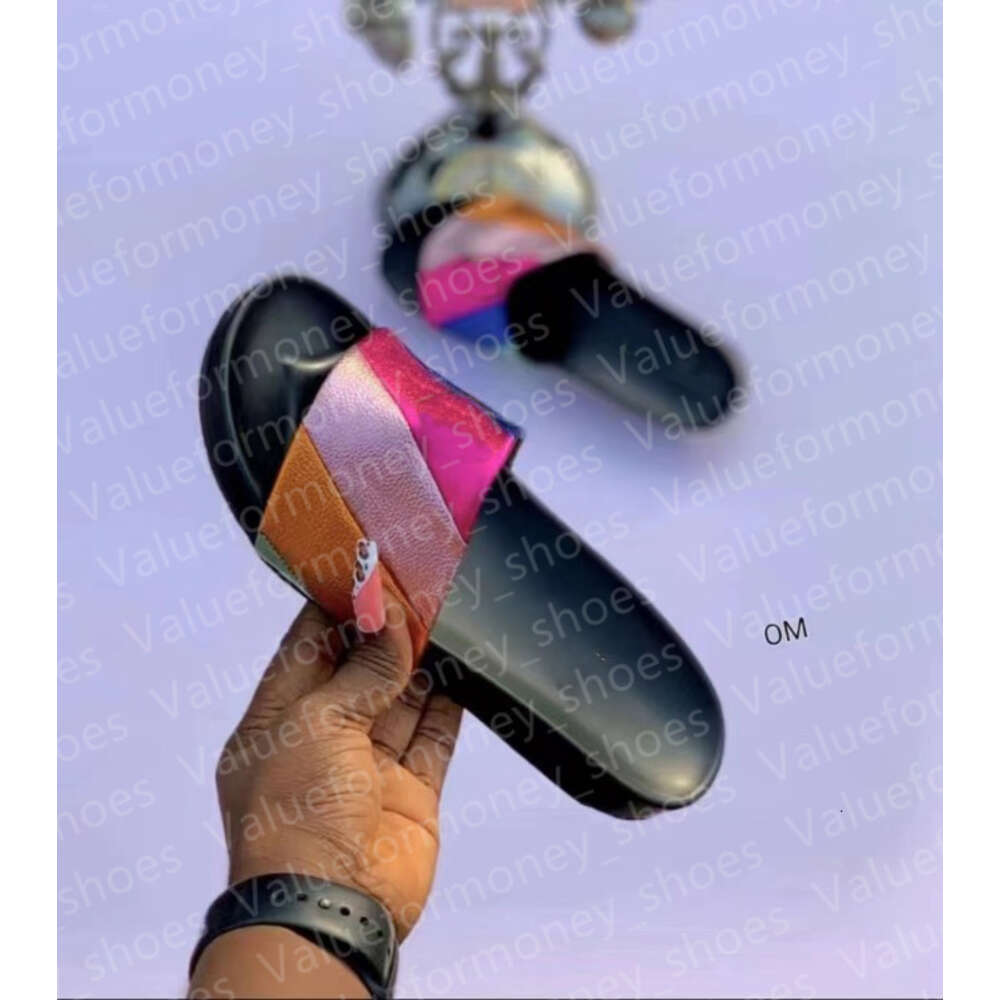 10A Women Designer Slippers Flat Bottom Splice Rainbow Sandals Shoes Fashion Eagle Head Inlaid Diamond Slipper Summer Flat Beach Luxury Flip Flops