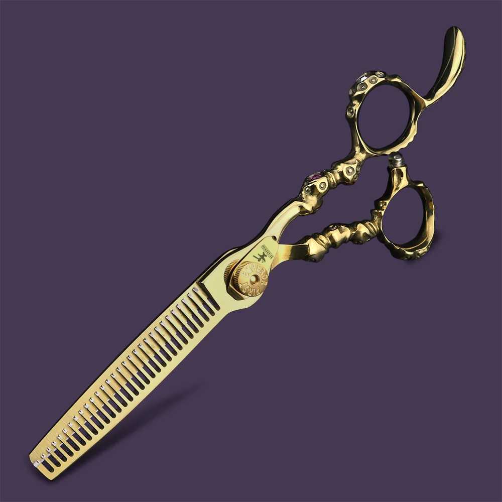 New Arrival Golden Skull 6-inch Practical Scissors and Thin Scissors Made of 440C Steel Z241213