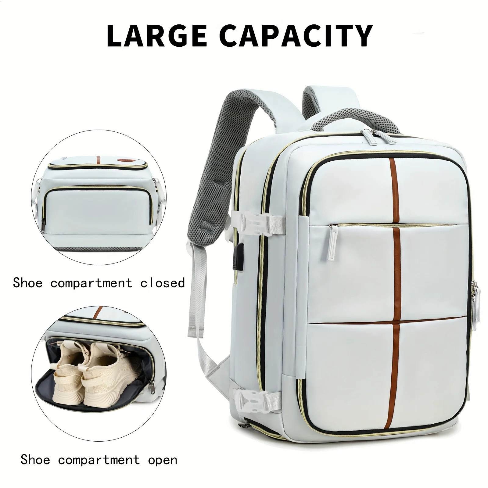 Multi functional travel backpack airline approved laptop school bag outdoor sports day bag with shoe company 240914