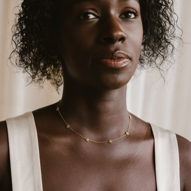 Child Flower Charm Choker Necklace Perfect for Layering Bohemian Jewelry Sister Gift