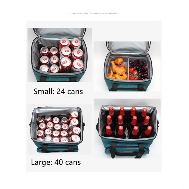 Denooniss 16/28L 40 can cooler bag with picnic bag Sac insulated bag used for beer large containers lunch bags 240812