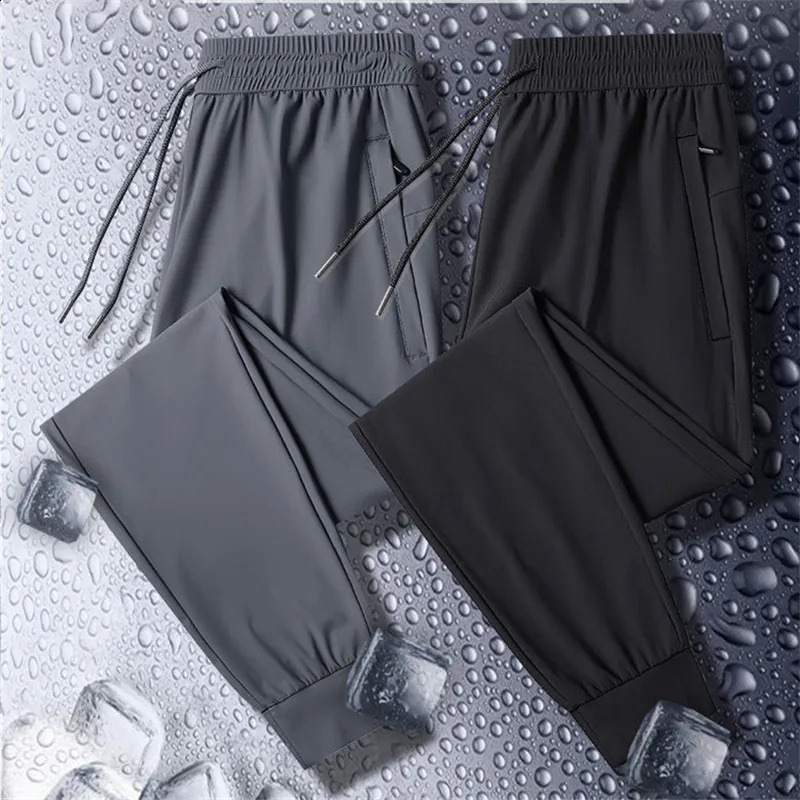 Plus Size 4 5XL Summer Ice Silk Golf Pants Men High Elastic Ultra-thin Casual Sport Trousers Quick-dry jogging Running Sweatpant 240805