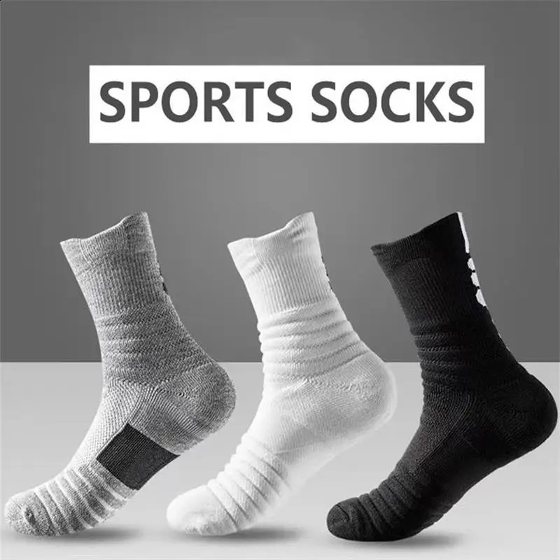 3pairs/Lot Mens Socks Compression Stockings Breathable Basketball Sports Cycling Socks Moisture Wicking High Elastic Tube Socks 240805