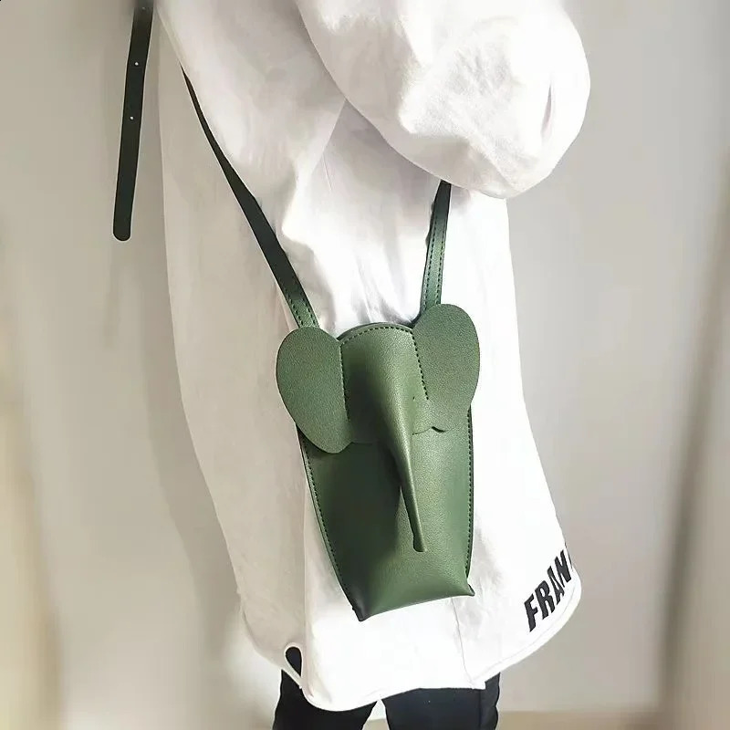3 Girls Fashion Cute Elephant Crossbody Bags for Women Leather Soft Small Purses Card Wallet Phone Shoulder 240802 4