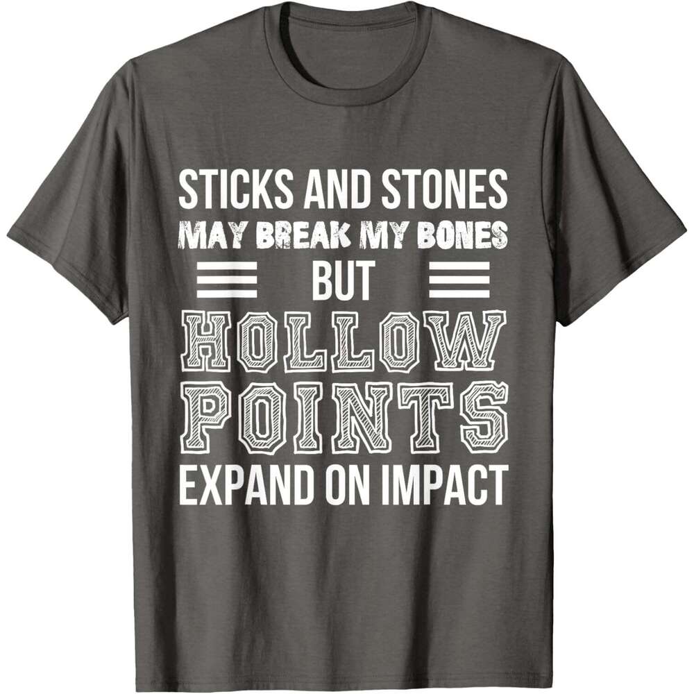 T shirt Mens Sticks And Stones, Hollow Points T-Shirt shirts tshirt graphic tee Casual tops summer clothes Short sleeve Free shipping