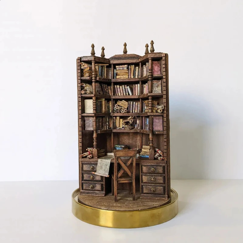 26cm The Bay Library Micro Bookcase Creative Decor Fashion Books Nook Fake Book shelf Portable Bookcase Miniature Pendant Movabl 240805
