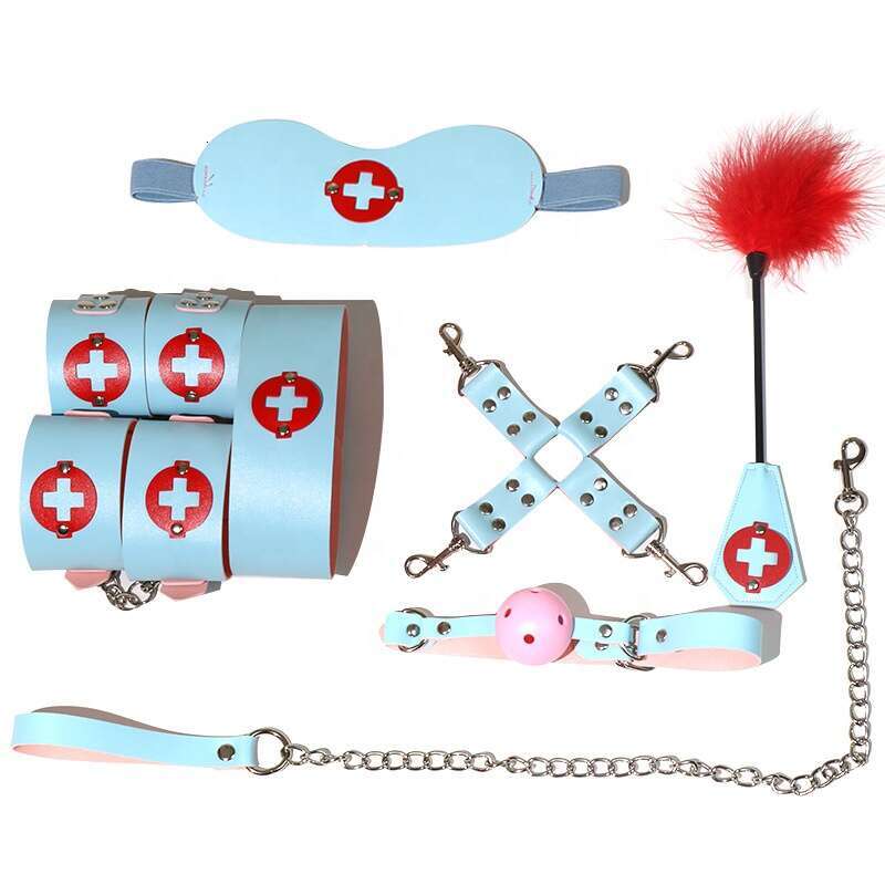 Jiuai 8PCS Sexy Contrasting Colors Nurse Adult Toys Set BDSM Bondage Set Bed Strap Bondage Props for Women and Couples