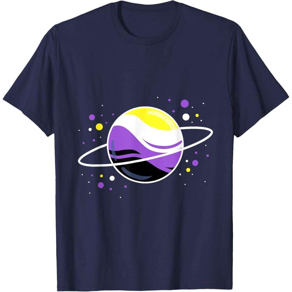 T shirt Mens Outer Space Planet Nonbinary Pride T-Shirt shirts tshirt graphic tee Casual tops summer clothes Short sleeve Free shipping